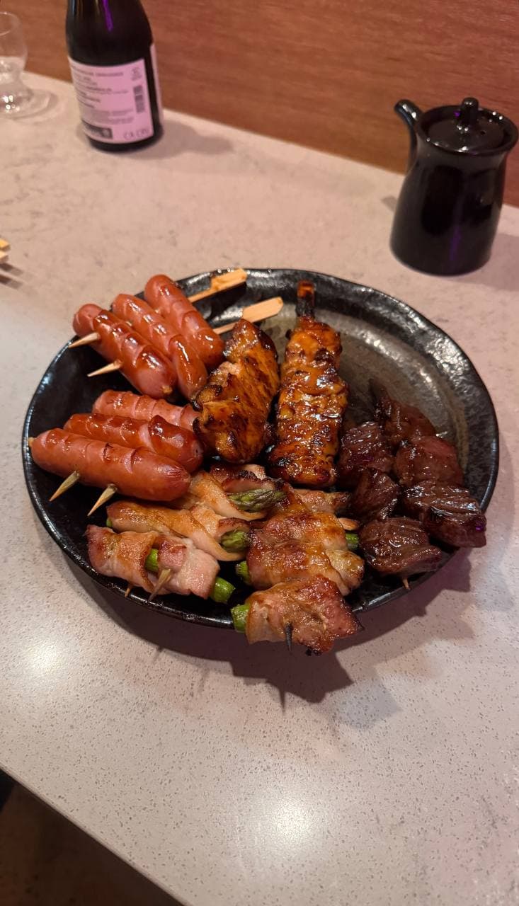 Charcoal-grilled Kushiyaki skewers platter